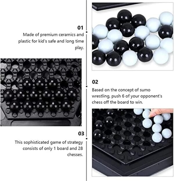 IQ Puzzle Game – Abalone (Black & White Marble Board)