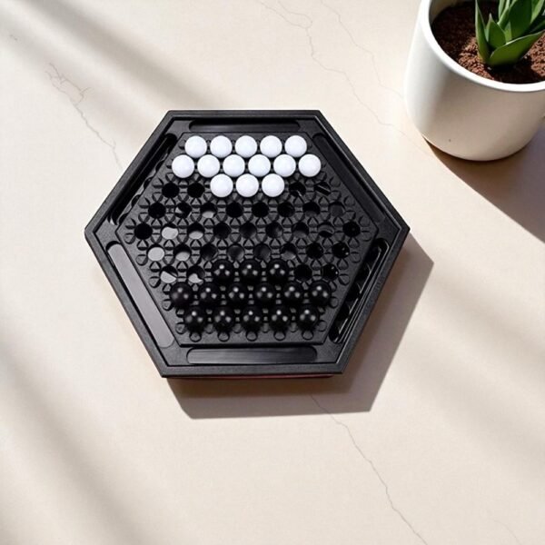 IQ Puzzle Game – Abalone (Black & White Marble Board)