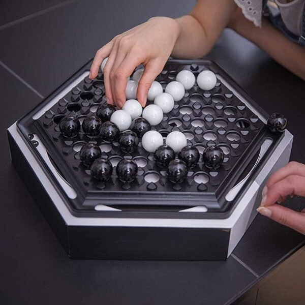 IQ Puzzle Game – Abalone (Black & White Marble Board)