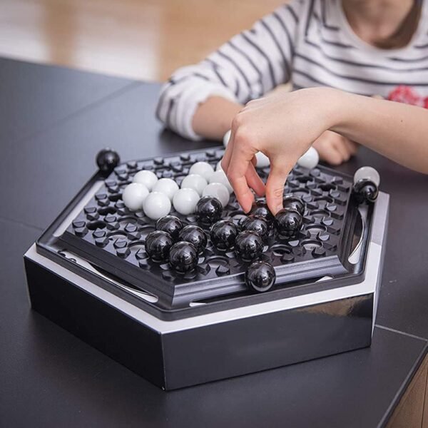 IQ Puzzle Game – Abalone (Black & White Marble Board)