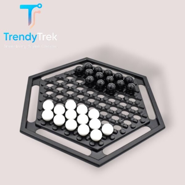 IQ Puzzle Game – Abalone (Black & White Marble Board)