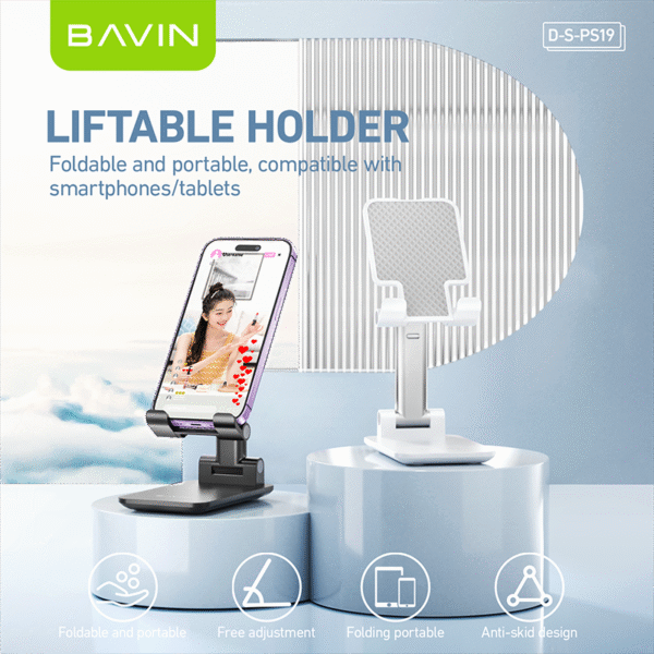 Bavin Folding Desktop Phone Stand (PS19) – Black - Image 4