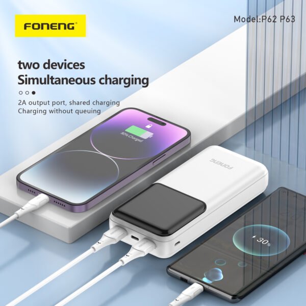 Foneng P63 – 30000mAh Dual-Port Power Bank with LED Display - Image 5