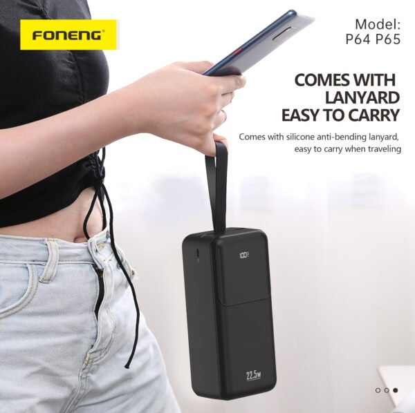 Foneng P64 40000mAh Fast Charging Power Bank – Black - Image 3