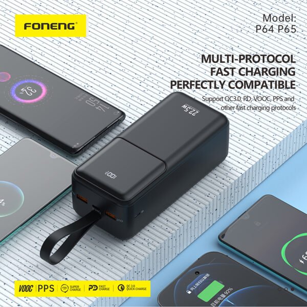 Foneng P64 40000mAh Fast Charging Power Bank – Black - Image 4