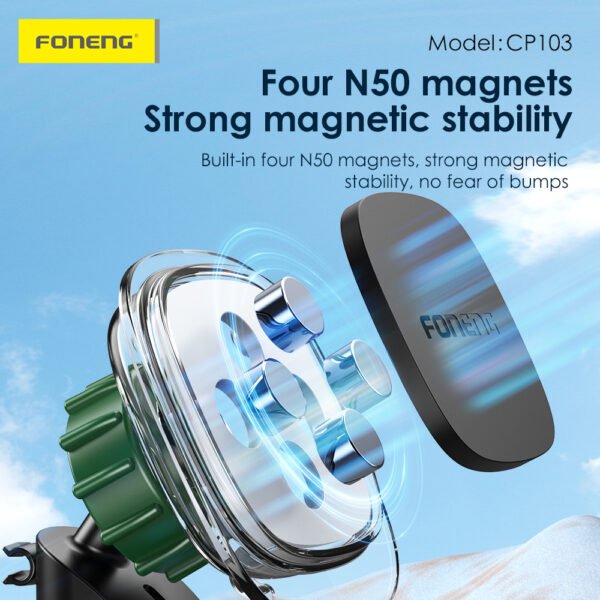 Foneng CP103 Magnetic Car Holder – Universal Dashboard Mount - Image 4