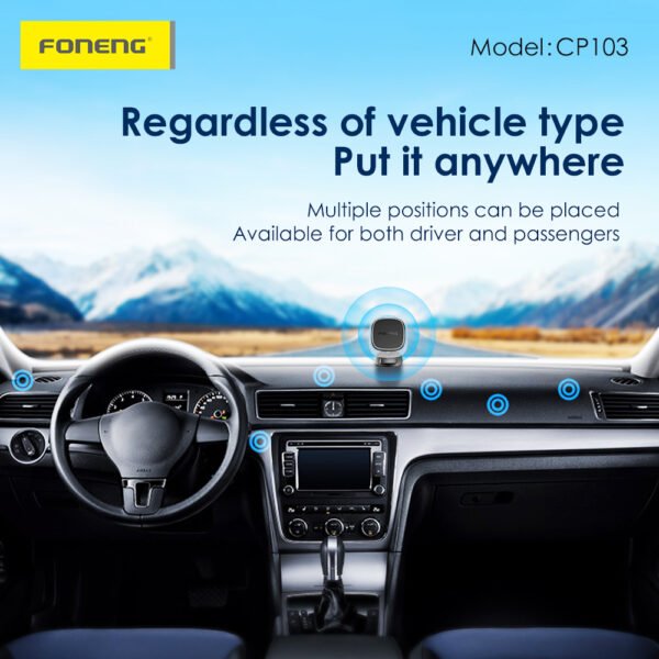 Foneng CP103 Magnetic Car Holder – Universal Dashboard Mount - Image 3