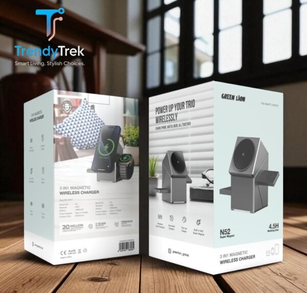 Green Lion Power Trio 3 in 1 Wireless Charger - Silver - Image 5