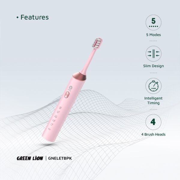 Green Lion Electric Toothbrush – Rechargeable, 4 Brush Heads - Image 2