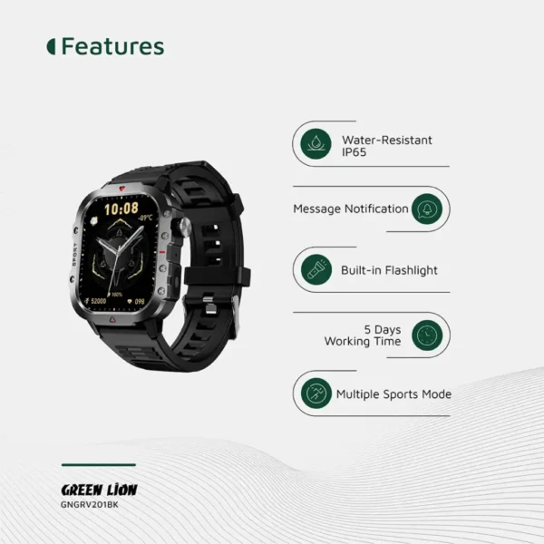 Green Lion Gravix Smart Watch – Black - Image 3