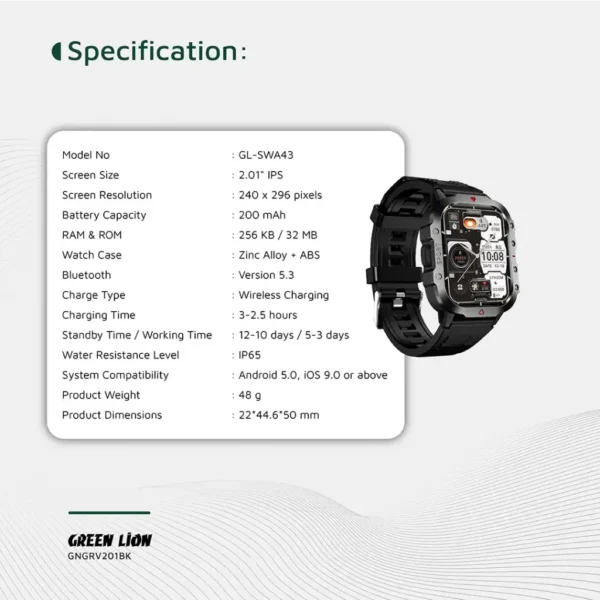 Green Lion Gravix Smart Watch – Black - Image 5