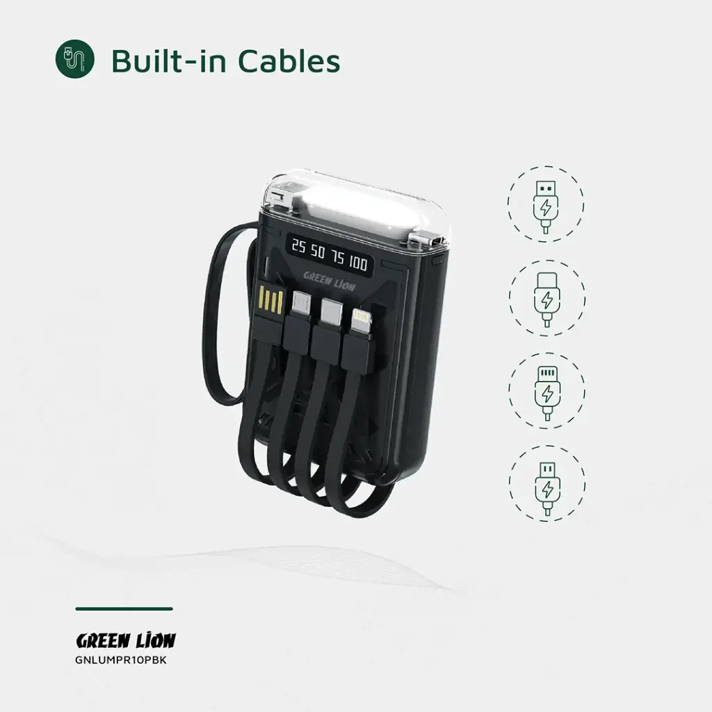 Green Lion Luma Pro 10000mAh Power Bank – Black - Image 4