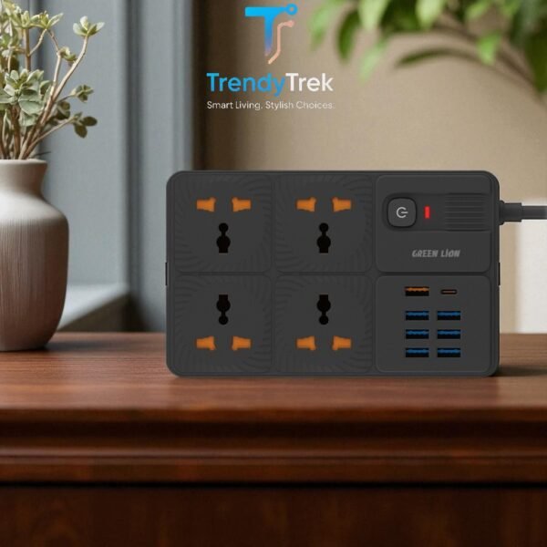 Green Lion UK Power Socket 7 USB-A Port & 1 PD Port – Black - Image 3