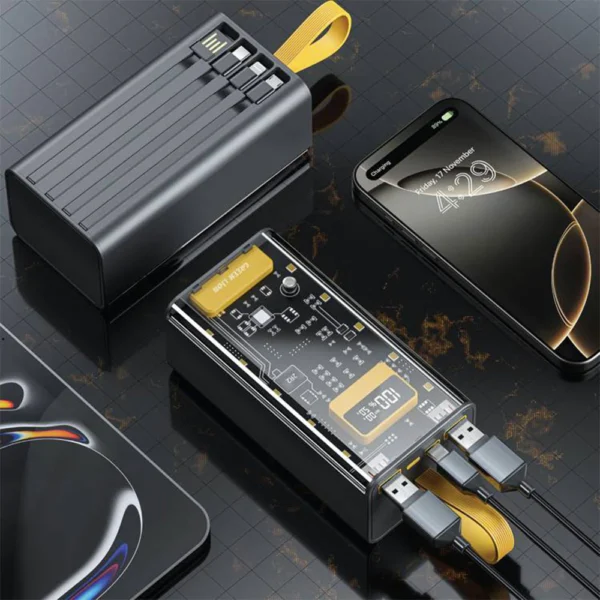 Green Lion Transparent Pro – 10000mAh Power Bank with Built-in Cables & 20W PD Fast Charging - Image 6