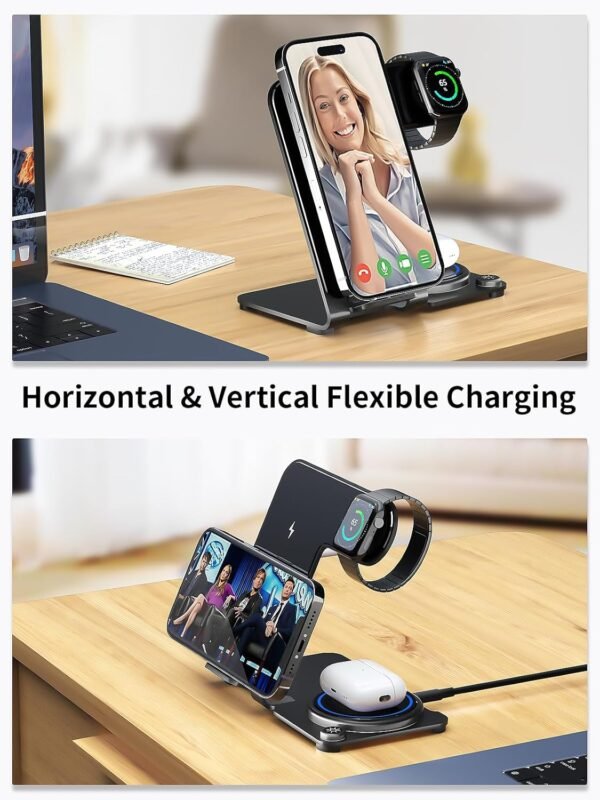 Y18 – 3 in 1 Aluminum Wireless Charging Station – Fast Charging 15W - Image 6
