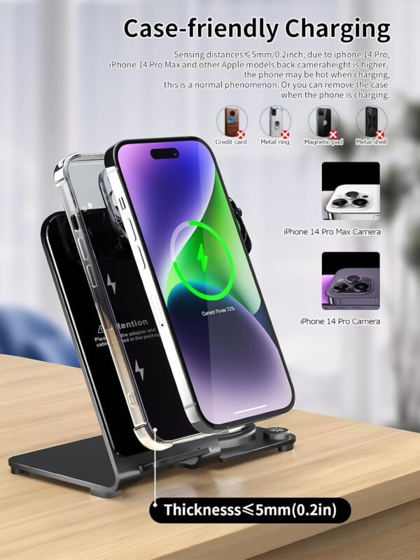 Y18 – 3 in 1 Aluminum Wireless Charging Station – Fast Charging 15W - Image 5
