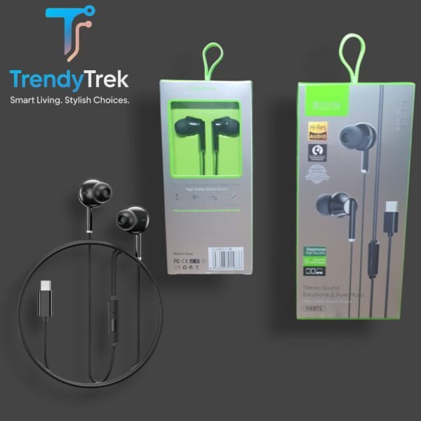 Bavin HX872 Type-C Hi-Res Stereo Earphones – Black