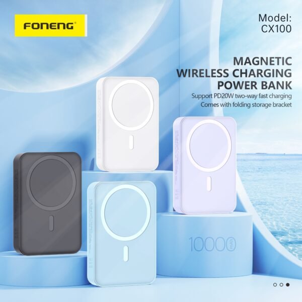 Foneng CX100 – 10000mAh Magnetic Power Bank with 15W Wireless & PD20W Fast Charging - Image 5