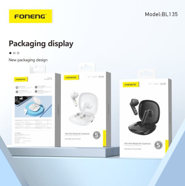 Foneng Ultra-Thin Bluetooth Earphone BL135 – White - Image 6