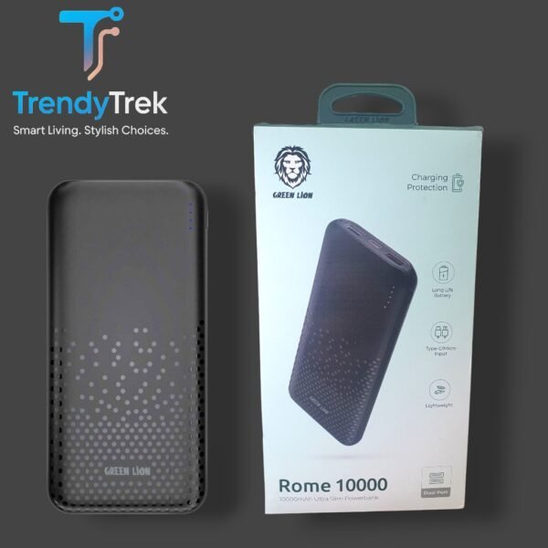 Green Lion Rome Ultra Slim – 10000mAh Power Bank (Dual USB-A, USB-C & Micro Inputs, 20W Fast Charge)