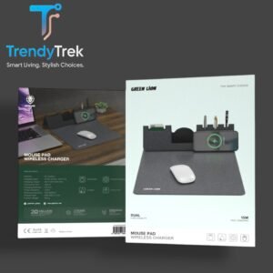 Green Lion Mouse Pad Wireless Charger – Dual Function with Organizer