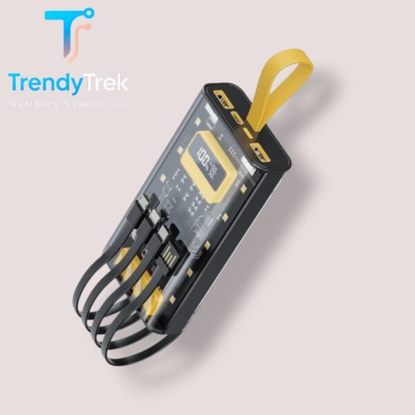 Green Lion Transparent Pro – 10000mAh Power Bank with Built-in Cables & 20W PD Fast Charging - Image 2