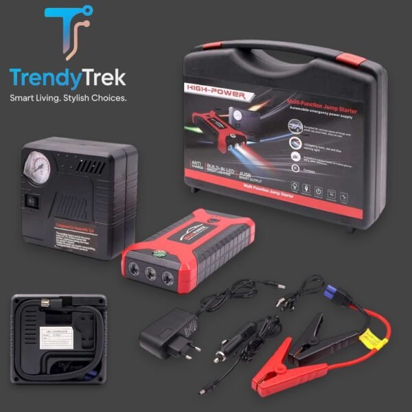 High Power Multi-Function Jump Starter with Tire Inflator – All-in-One Car Emergency Kit