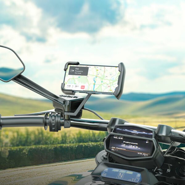 Hoco CA119 Motorcycle Rearview Mirror Phone Holder – 360° Adjustable & Shock-Resistant Mount - Image 3