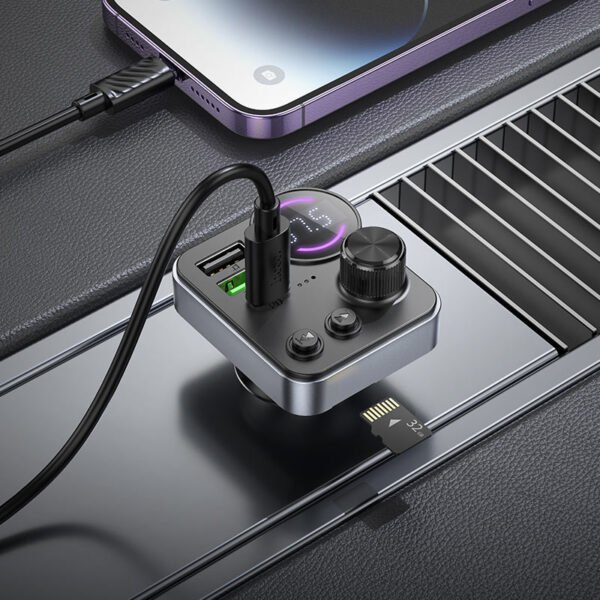 Hoco E86 High Power In-Car Wireless FM Transmitter – 48W Total Output - Image 3