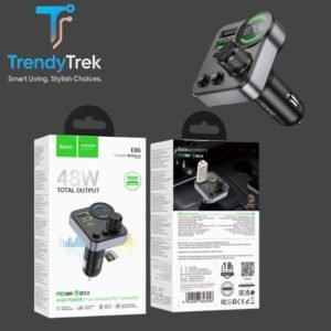 Hoco E86 High Power In-Car Wireless FM Transmitter – 48W Total Output