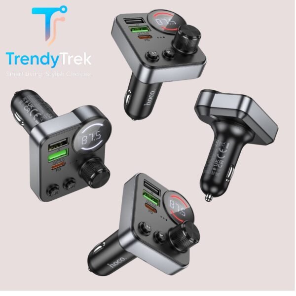 Hoco E86 High Power In-Car Wireless FM Transmitter – 48W Total Output - Image 2