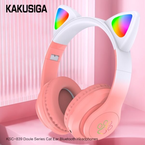 Kakusiga Cat Ear Wireless Headphones – Pink - Image 3