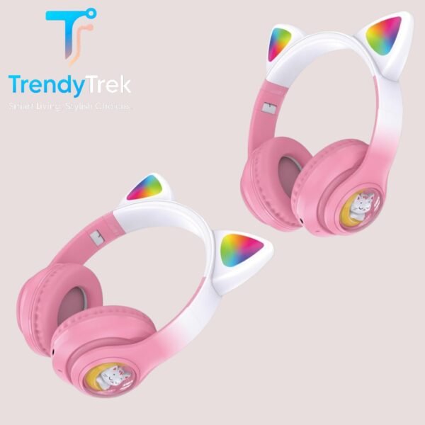 Kakusiga Cat Ear Wireless Headphones – Pink - Image 2