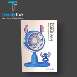 Mini Table Fan with Night Lamp – 3 Speeds, 500mAh Rechargeable (NO.561B)