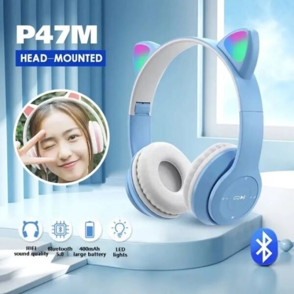 P47M Cat Ear Wireless Headphones – Multiple Colors - Image 9