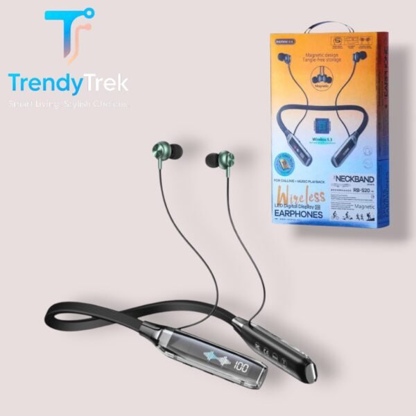 Remax RB-S20 Wireless Neckband Sports Earphones – Black - Image 2