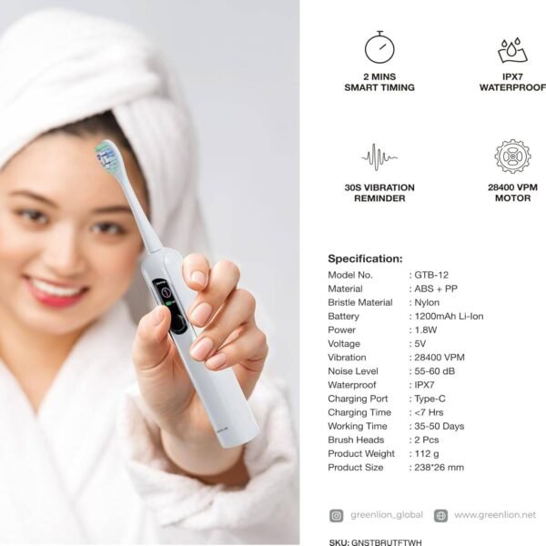 Green Lion Smart Toothbrush with TFT Display - Image 3