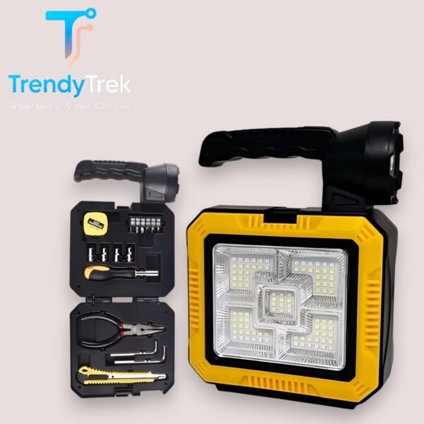 COB 7739-C Solar Work Light with Built-In 16-Piece Toolkit – USB Rechargeable - Image 2