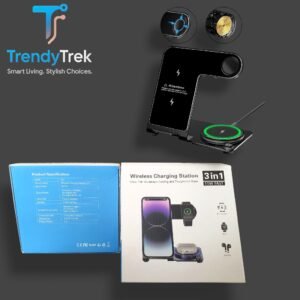 Y18 – 3 in 1 Aluminum Wireless Charging Station – Fast Charging 15W