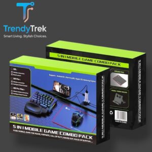 5‑in‑1 Mobile Game Combo Pack – Mini Wired Keyboard, RGB Mouse, Converter & Phone Holder