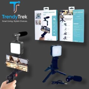 AY‑49 Video Making Kit – Tripod, LED Fill Light & Shotgun Mic for Vlogging