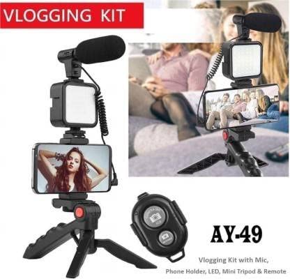 AY‑49 Video Making Kit – Tripod, LED Fill Light & Shotgun Mic for Vlogging - Image 3