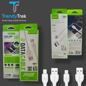 Bavin CB222 Fast Data Cable – USB to Type-C / USB to Lightning – 1M – QC3.0 2.4A