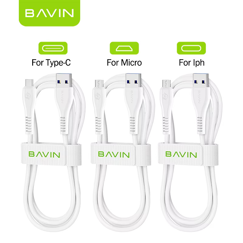 Bavin Fast Charging Data Cable – USB to Type-C / Lightning / Micro USB – 1M – QC3.0 2.4A - Image 2