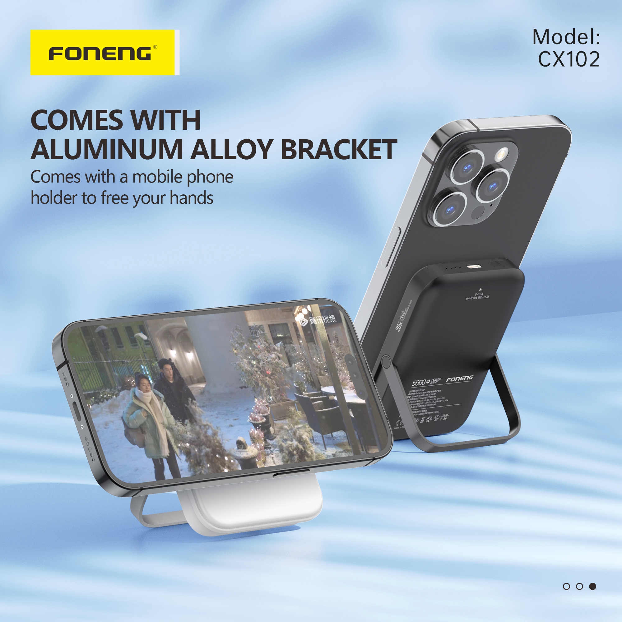 Foneng CX102 Magnetic Wireless Charging Power Bank – 5000mAh - Image 5