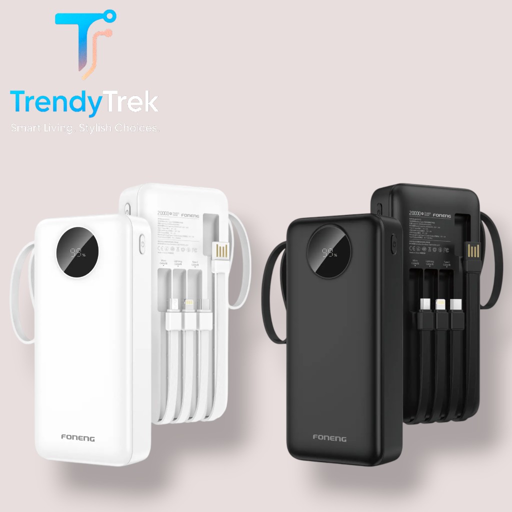 Foneng DX102 20000 mAh Power Bank with 4 Built-in Cables (2A) - Image 2
