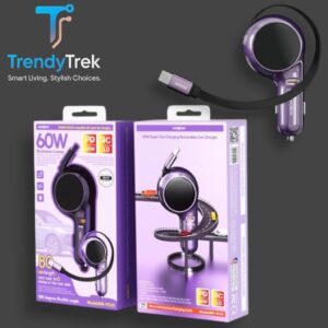 MOXOM 60W Retractable Car Charger with 80cm Cable – Model MX-VC43