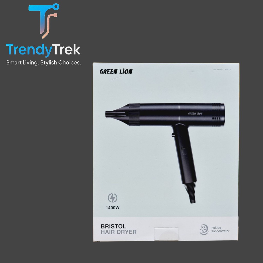 Green Lion Bristol Hair Dryer – 1400W, DC Motor, Cold Shot Function
