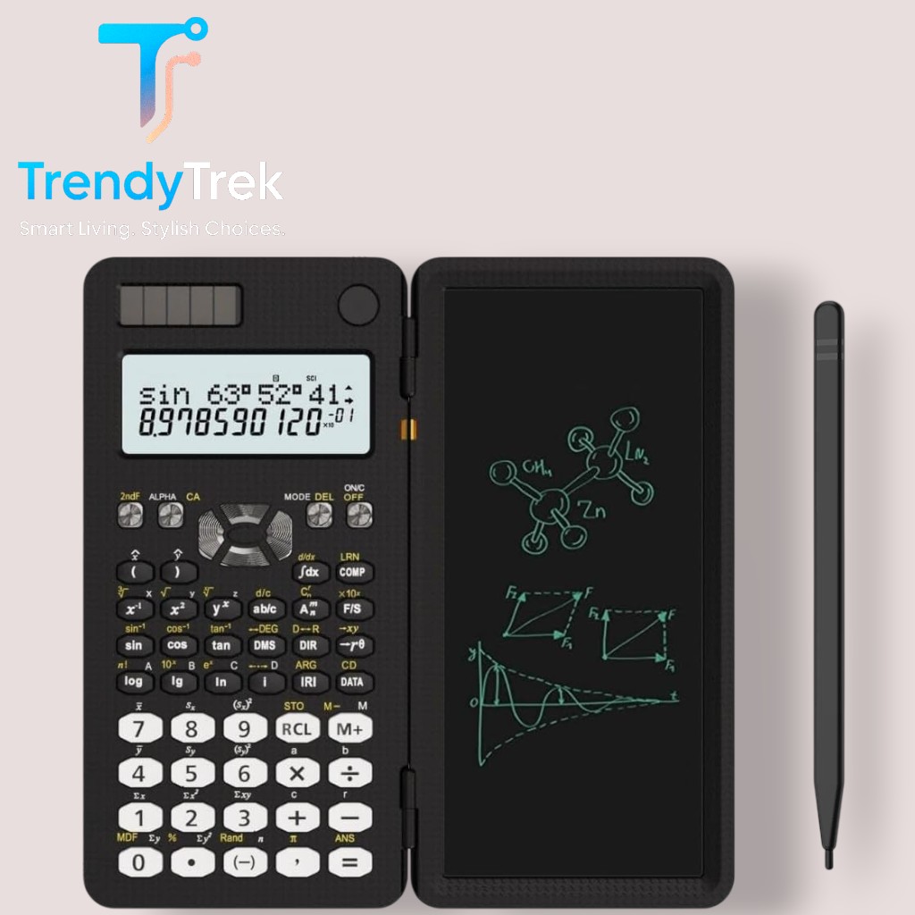 Green Lion Scientific Calculator with Writing Pad & Stylus – Dual Power - Image 2