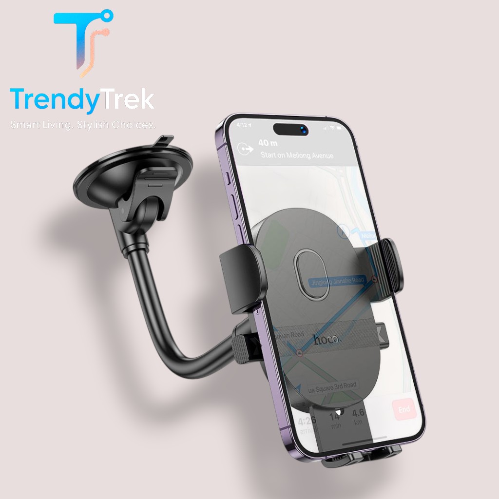 Hoco H20 Mighty One-Button Windshield Car Holder – Strong Clamping Arm - Image 3